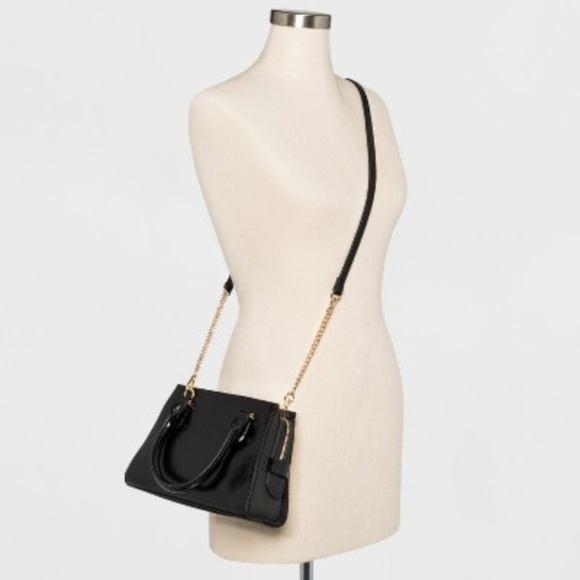 Trapezoid Midi Satchel Handbag - A New Day Black - - Picture 2 of 6